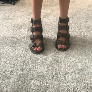 Freebird by Steven black buckle heeled sandals